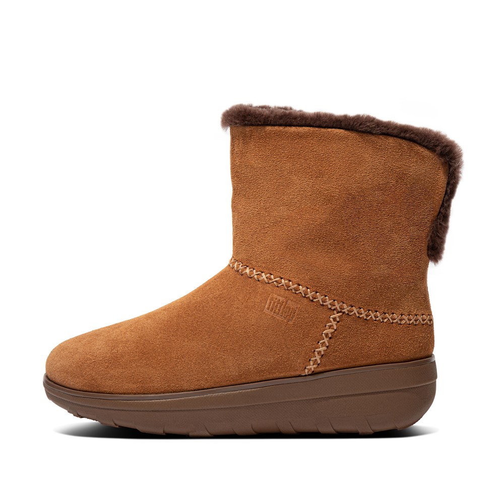 Fitflop Womens Boots - Mukluk Shorty Shearling Lined Suede Ankle - Brown - 138-OSAHFM